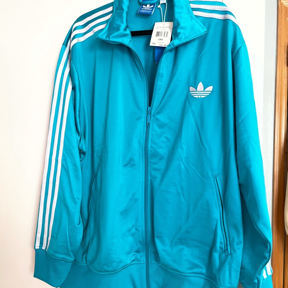 Adidas blue turquoise track jacket Unisex